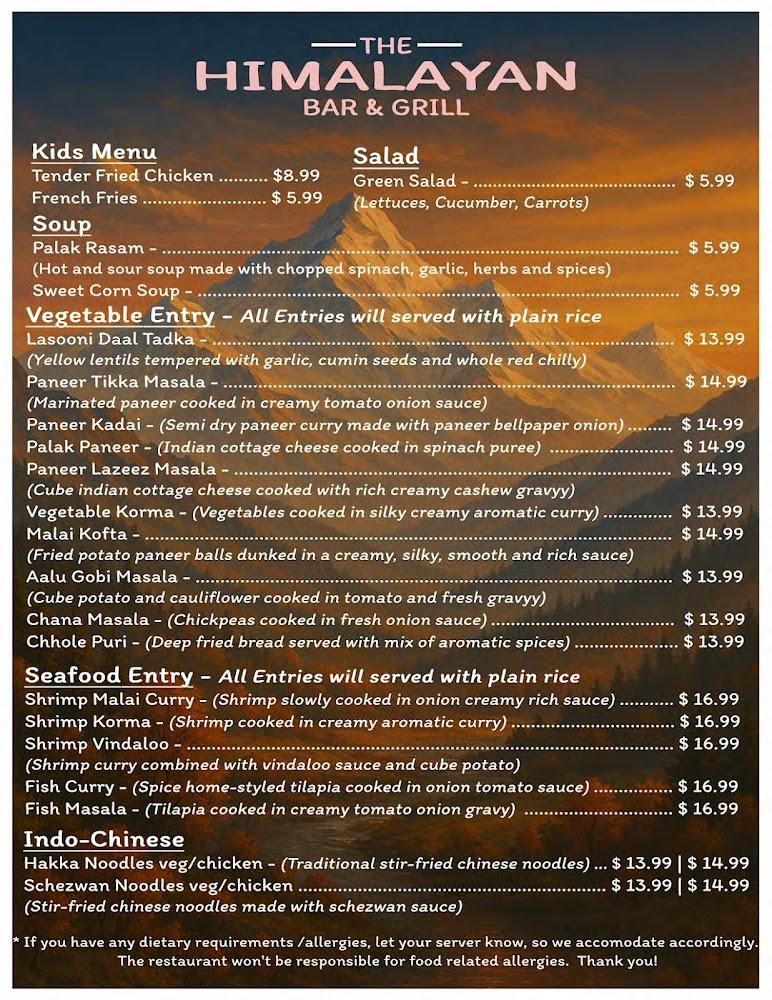 The Himalayan Grill & Bar Menu image 1